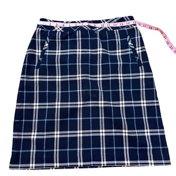 Laura Scott ~ Blue Plaid Skirt ~ fully lined ~ front side pockets ~ size small - Picture 6 of 9